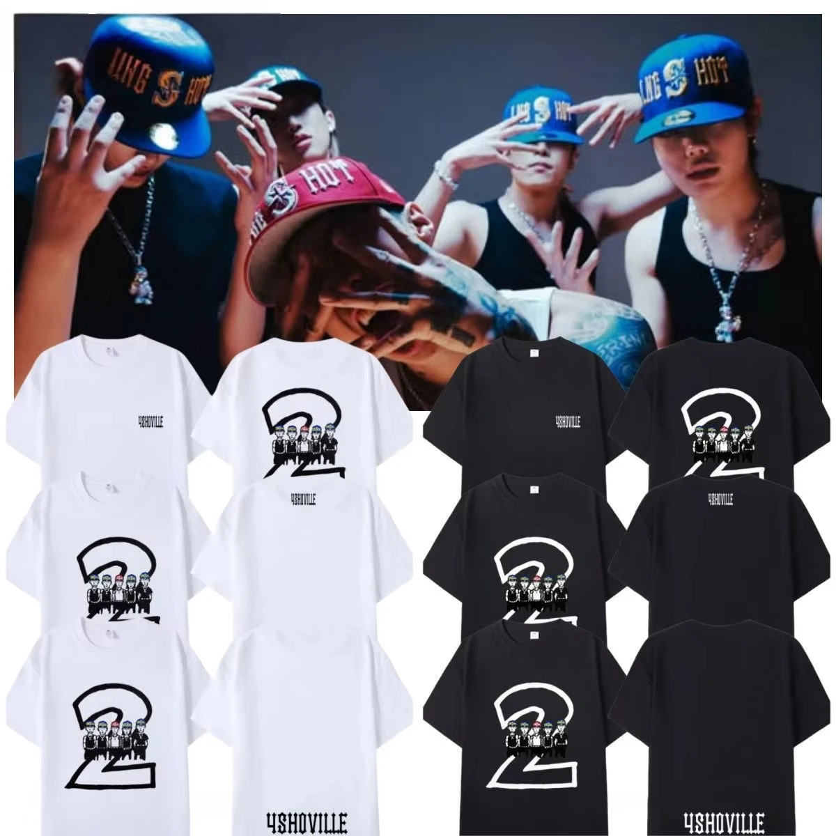 LNGSHOT 4SHOBOIZ Vol.2 4SHOVILLE T-shirt Men and Women Summer Cotton Y2K Clothing Fashion Oversized Round Neck Short Sleeved Tee