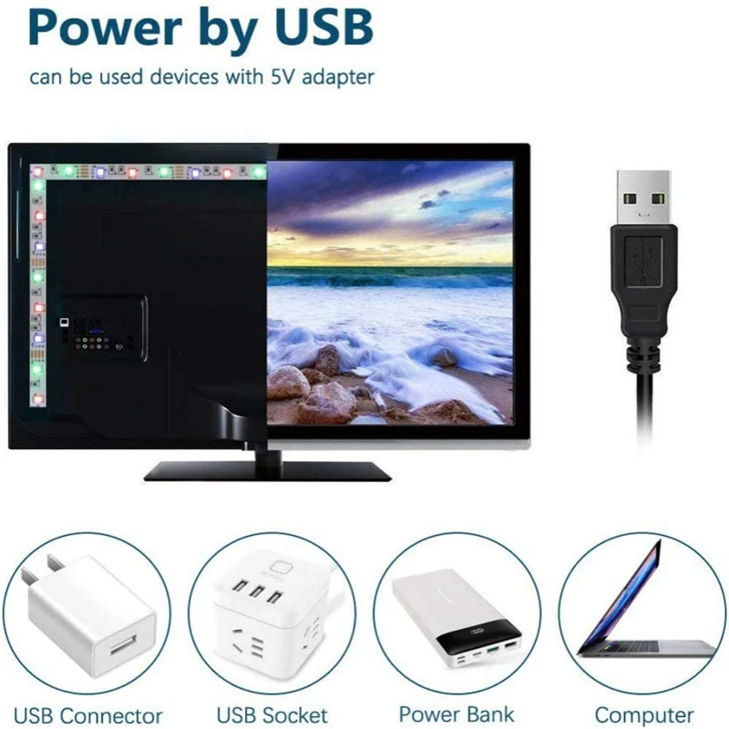 Светодиодная лента USB 1-30 м, 5050 RGB, изменение цвета, 5 В, светодиодная лампа, умное управление через приложение для подсветки телевизора,