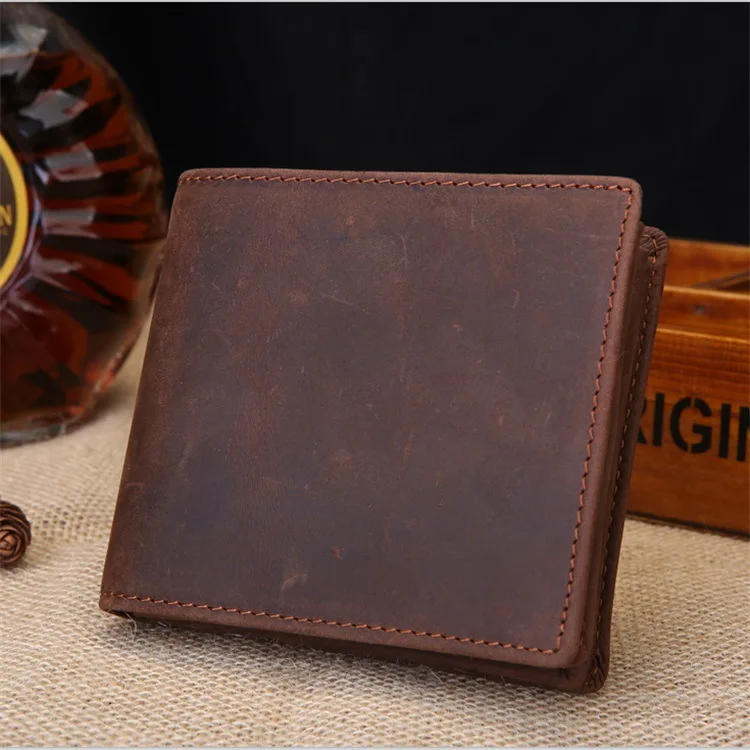 

YH3001 Men's Crazy Horse Leather Genuine Leather Business Wallet Multi functional Short Head Layer Leather Wallet