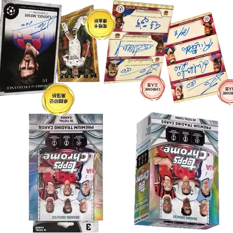 Cartas Topps Chrome 2024-2025 Hobby Champions League TCG Grenade Box Coleção de Cartas de Estrelas do Futebol Europeu Brinquedo Presente