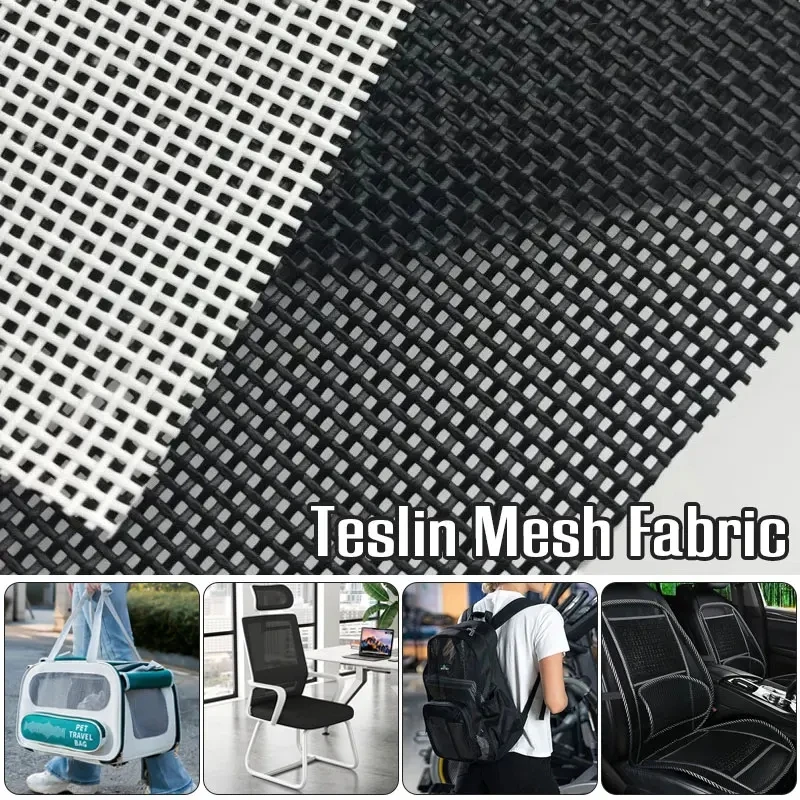 Hochwertiges Teslin-Netzgewebe DIY Bürostuhl Liegestuhl Strandliege Tischset PVC Outdoor Wasserdichtes Netzgewebe Schwarz