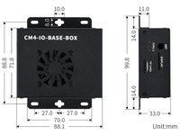 CM4-IO-BASE-BOX-B + USB HDMI Adapter, for Raspberry Pi Compute Module 4