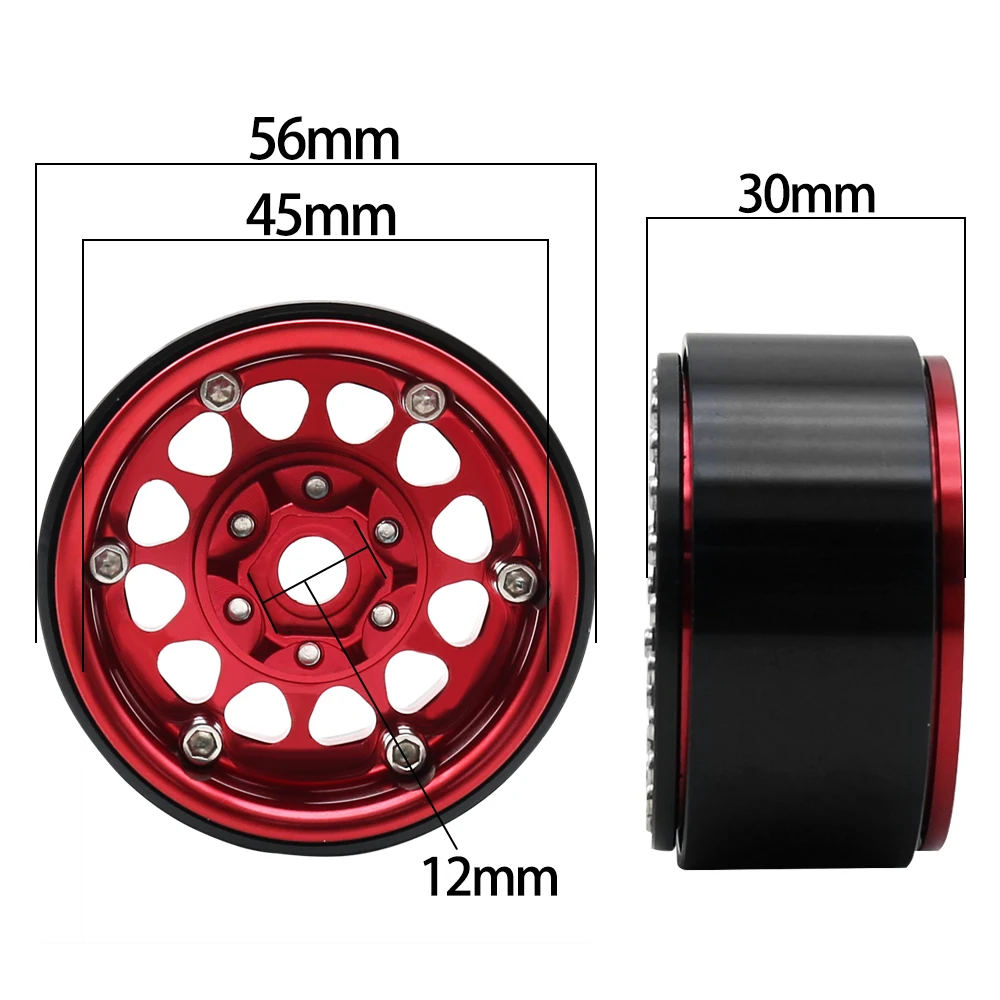 Metal Roda aro Hub para RC Car, Beadlock para 1:10 HSP, Redcat, Rc4wd, WRAITH, Tamiya, Axial SCX10, D90, HPI, peça sobresselente, 1.9