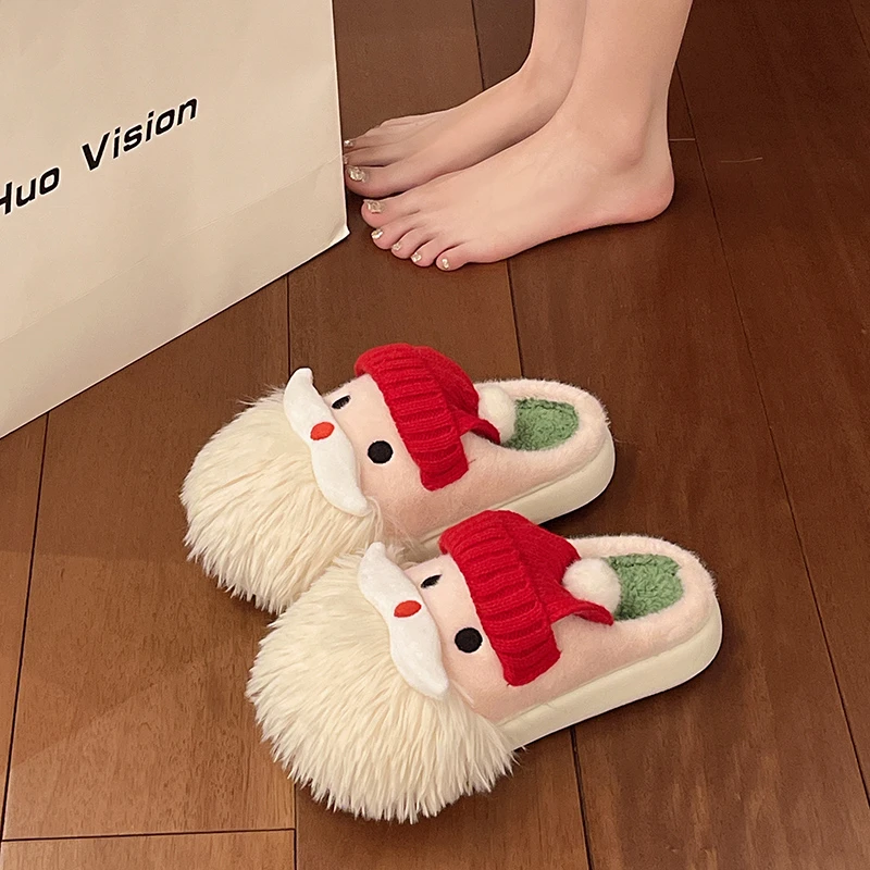 Thick Bottom Plus Velvet Warm Waterproof Table Baotou Fashion All Comfortable Non-slip Breathable Wear-resistant Slippers Woman