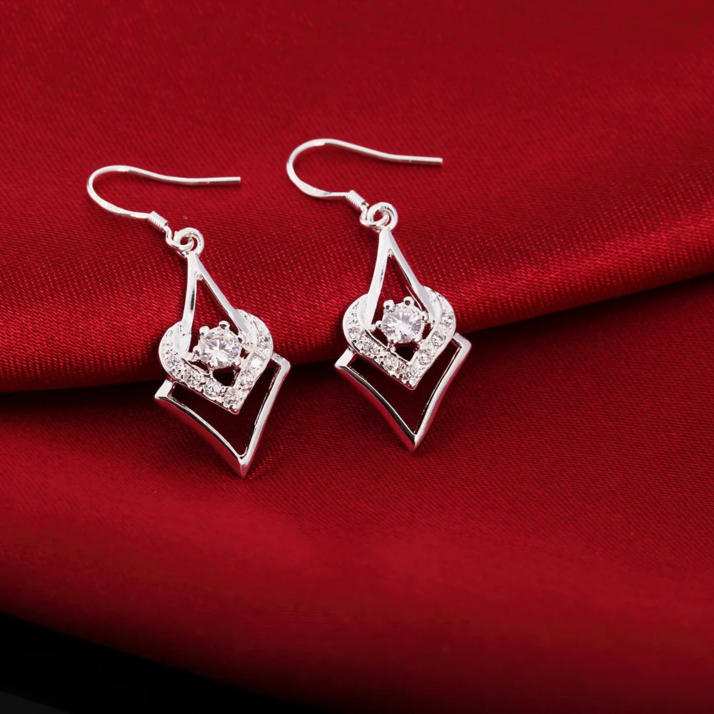 Noble 925 Sterling Silver  All-Match Crystal Drop Earrings For Women Elegant Fashion Party Wedding Jewelry Holiday Gifts