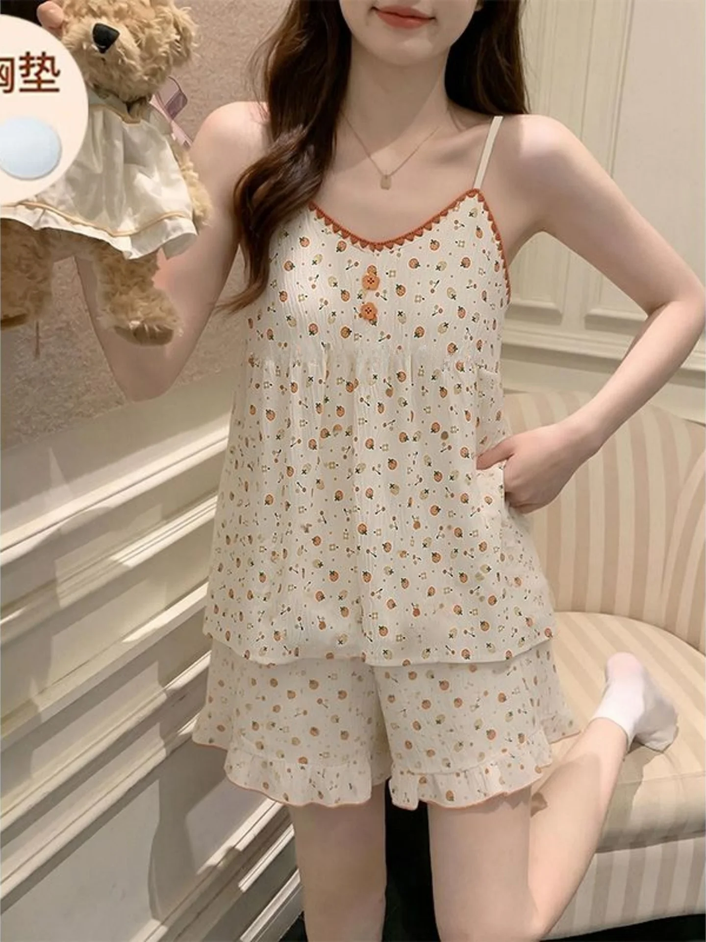 camicia-da-notte-estiva-in-pizzo-romantico-per-donna-morbida-e-fresca-pantaloncini-abbigliamento-da-casa-scollo-a-v-senza-maniche-vestibilita-comoda