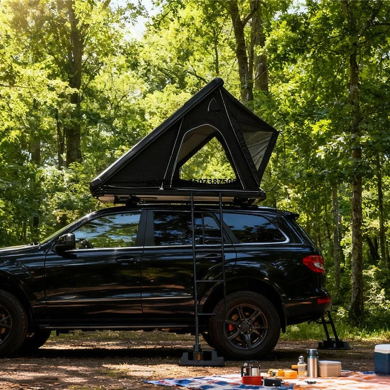 Hot Sale in Stock Wholesale Auto Quick Open Rain Resistant Single Layer Extended Tent Aluminum Alloy Triangular Roof Car Camping