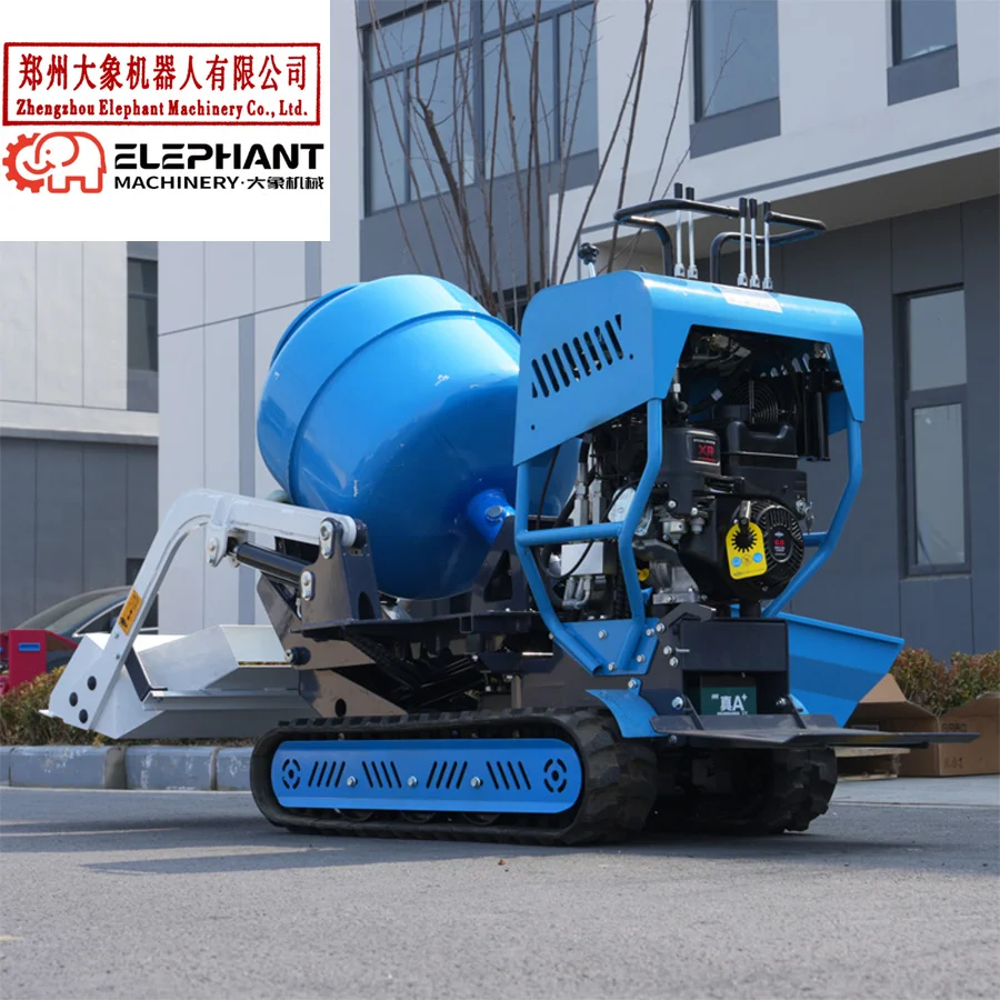 Customized Easy Operation Crawler Concrete Mixer Self Loading Micro Concrete Mixer Residential Building Projects Mini Mixing Tan