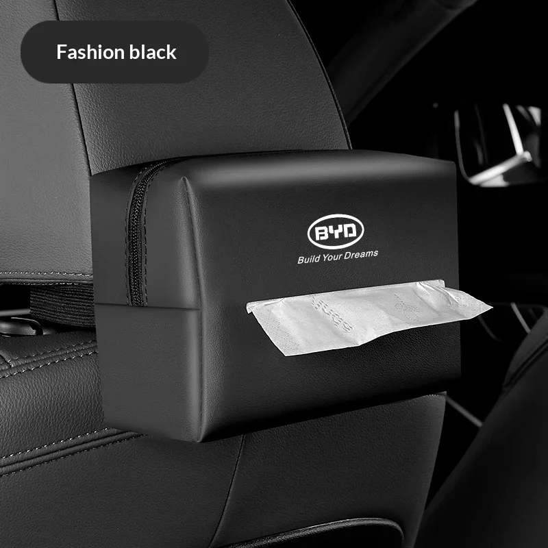 PU Leather Car Hanging Tissue Box for BYD Seal Dolphin Yuan Plus Seal U Frigate 07 Tang EV Han EV Waterproof Auto Accessories