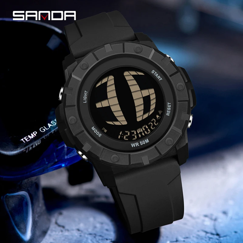 SANDA 2209 Fashion Electronic Watches for Man Multifunction Calendar Luminous Shockproof Waterproof Outdoor Sports Digital Watch