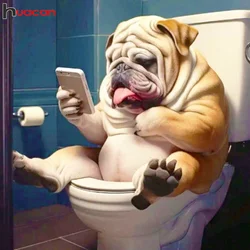 Huacan-pintura de diamante de perro, nueva colección hecha a mano, Hobby, bordado completo, Toliet, regalo artesanal, decoración divertida para el baño