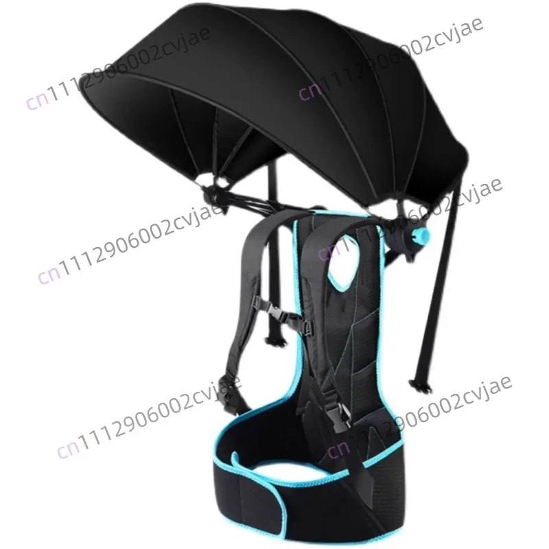 Backpack Parasol, Portable Hiking Outdoor Labor Cycling Fishing Folding Double Shoulder Umbrella