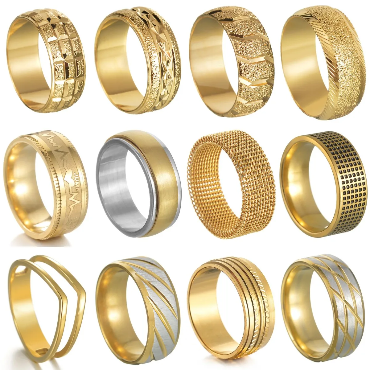 Hoge Kwaliteit Goud Kleur Wedding Ring Voor Vrouwen Mannen Paar Ringen Chunky Geometrische Cirkel