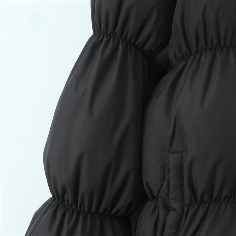 블랙 플러피 코튼 재킷 2025 가을/겨울 패션 우아하고 고급스러운 루즈핏 편안한 캐주얼 스타일 여성용