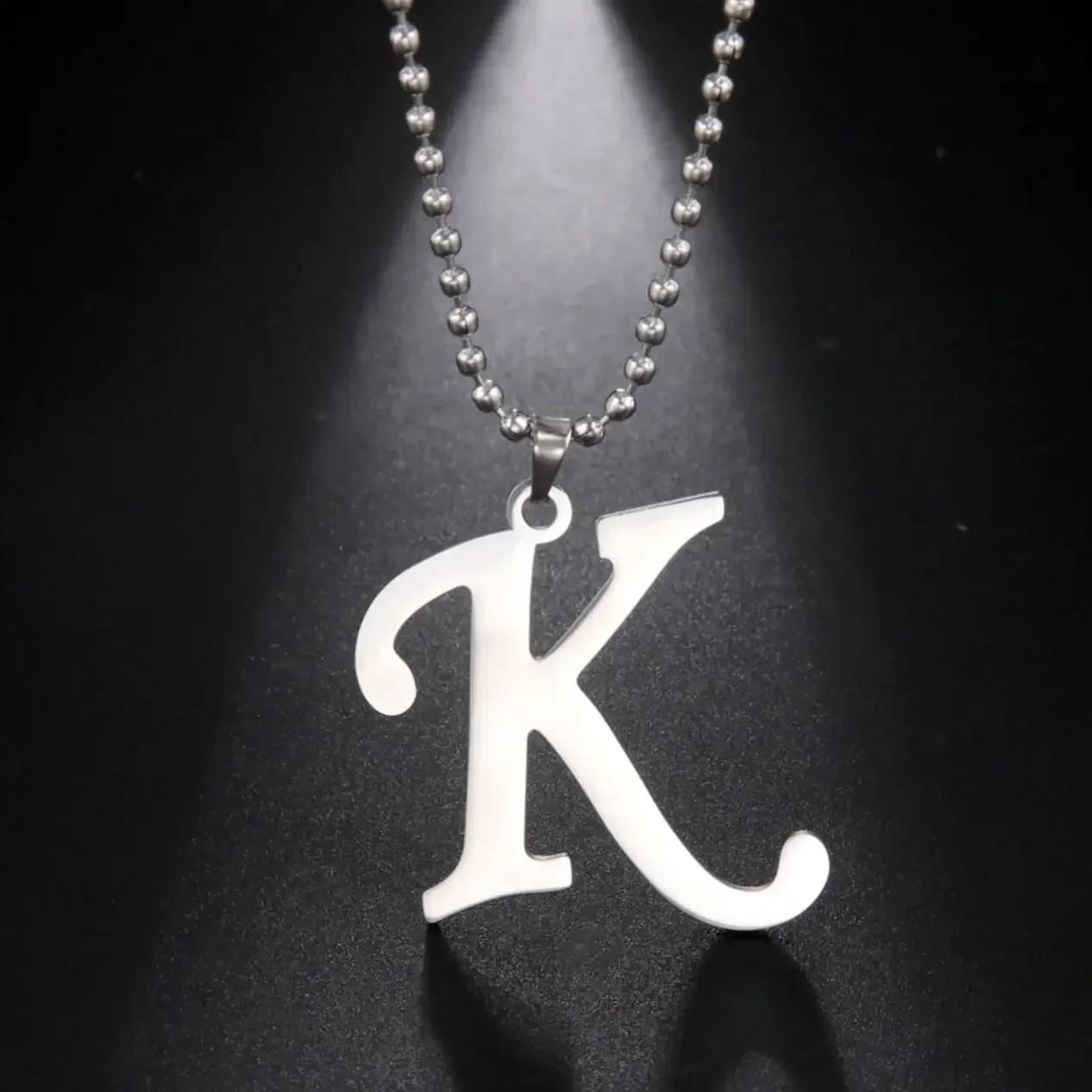 Ожерелье с инициалами из нержавеющей стали, большой латинский алфавит