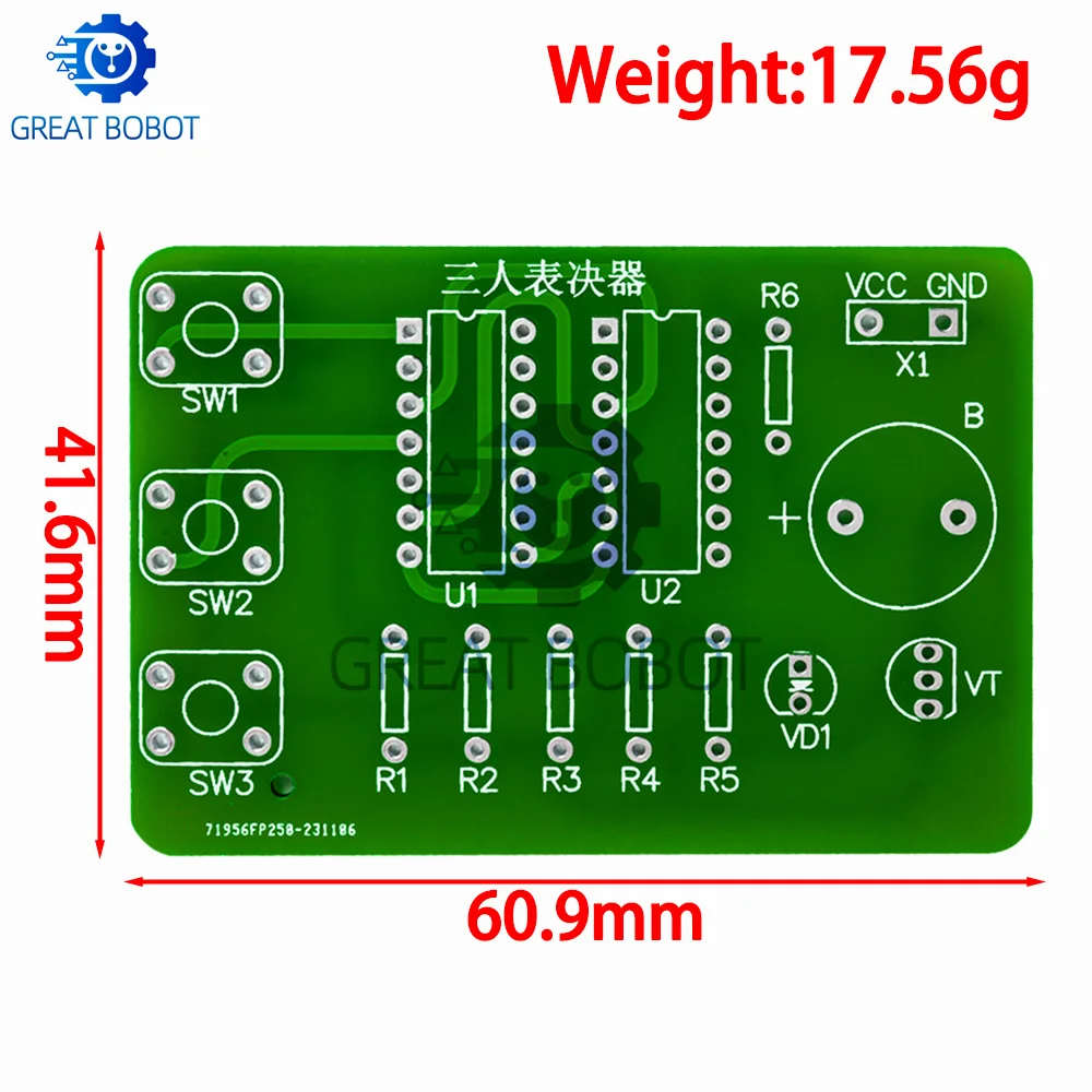 Non-Gate Type 3-Person Voter Digital Circuit Kit - DIY Lab Tool for Electronic Principles Classroom Teaching
