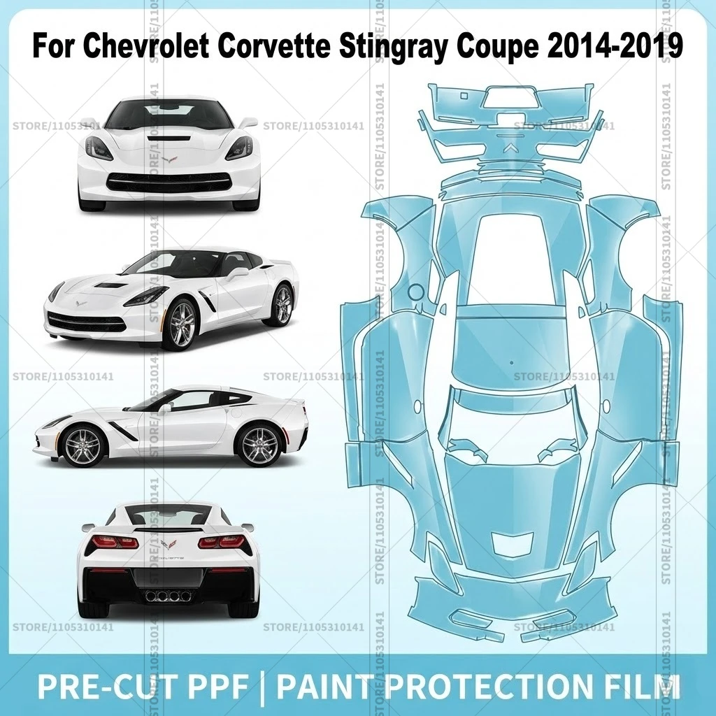 

For Chevrolet Corvette Stingray Coupe 2014-2019 Pre-Cut Paint Protection Film PPF Transparent Car Film Automotive PPF