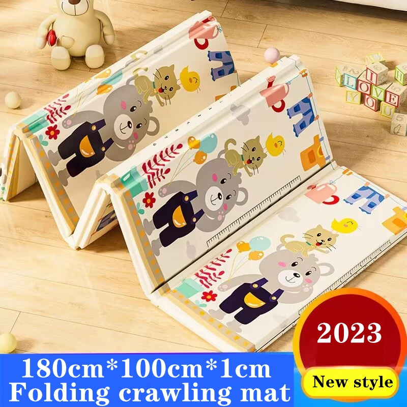 

180*100cm Baby Playmat Folding XPE Play Mat Kid Soft Floor Mat Nursery Cartoon Activity Game Pad Double Surface Baby Carpet Gift