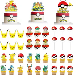 24pack Hot Pokemon Cake Decoration Pikachu Cake Cupcake Toppers Cake Flag for Baby Shower Happy Birthday Cake Supplies Party