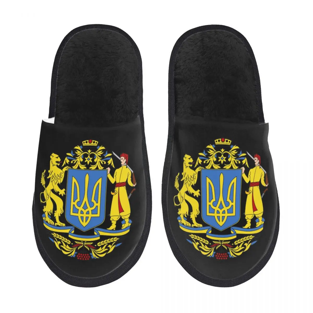 Custom Ukrainian Coat Of Arms Guest Slippers for Hotel Women Ukraine House Slipper