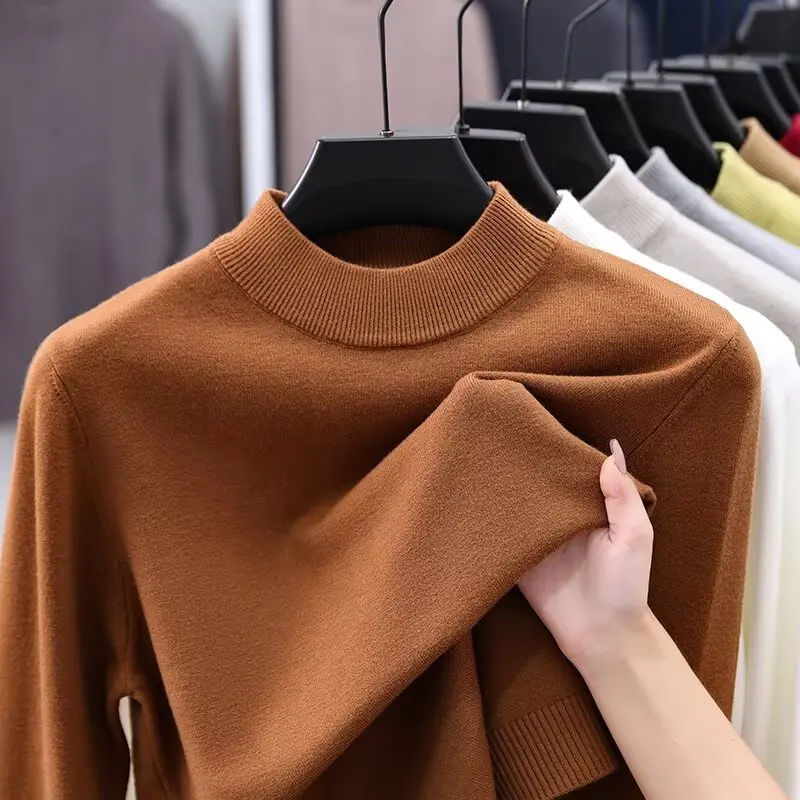 

Men's Slim Fit f High Ne Base irt Thin Sweater Inner Wear 2025 New Sle Spring Autumn Winter Coffee Color Casual Knit...