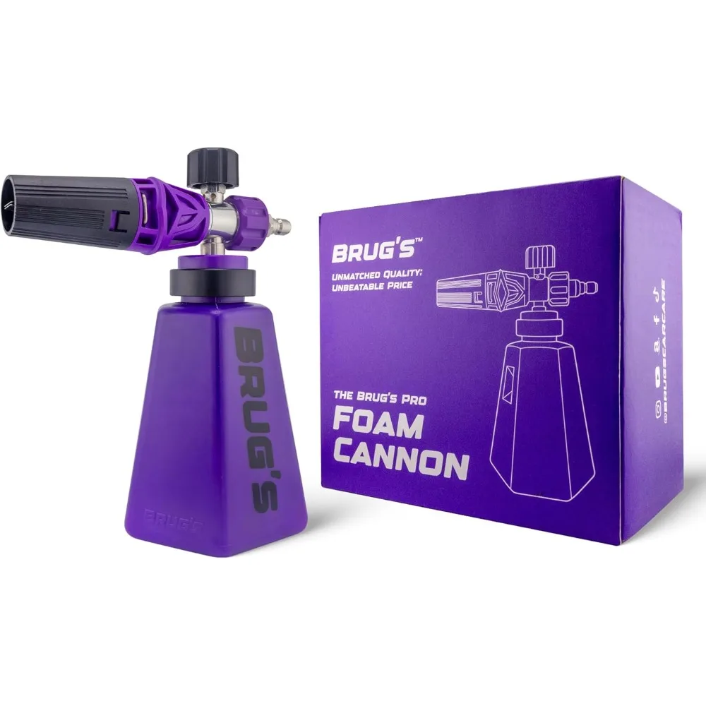 

Brug's™ Pro Foam Cannon V2 - Professional Car Wash Foam Gun for Pressure Washer - Adjustable Spray Blaster, 1.1mm Orafice, Wide