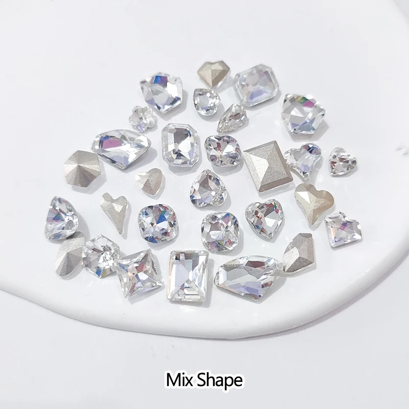 Multiple Styles Of Crystal Pointed Bottom Glass Nail Art Rhinestone DIY Manicure Ornament Accessories Stone 10Pcs/30Pcs