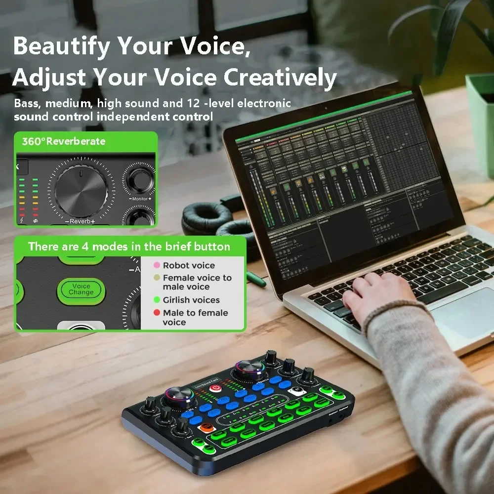 X60 Professional Sound Card Audio Mixer English Version Karaoke Broadcast KTV Performance Live DJ Professional Mixer Soundcard