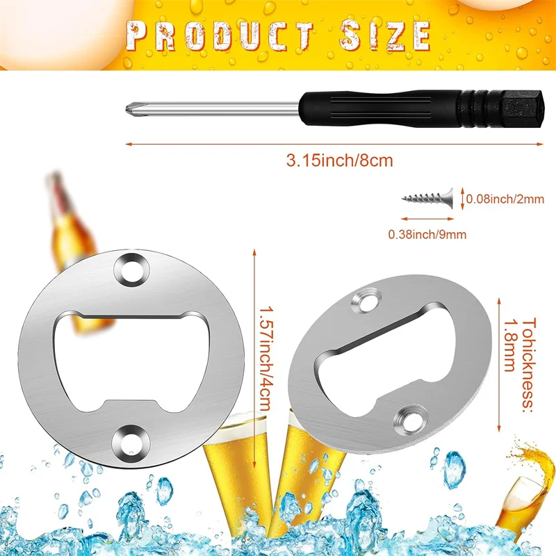 Bottle Opener Inserts Kit Stainless Steel Round Bottle Opener Inserts with Screws and Screwdriver for Bottle Opener DIY Mould