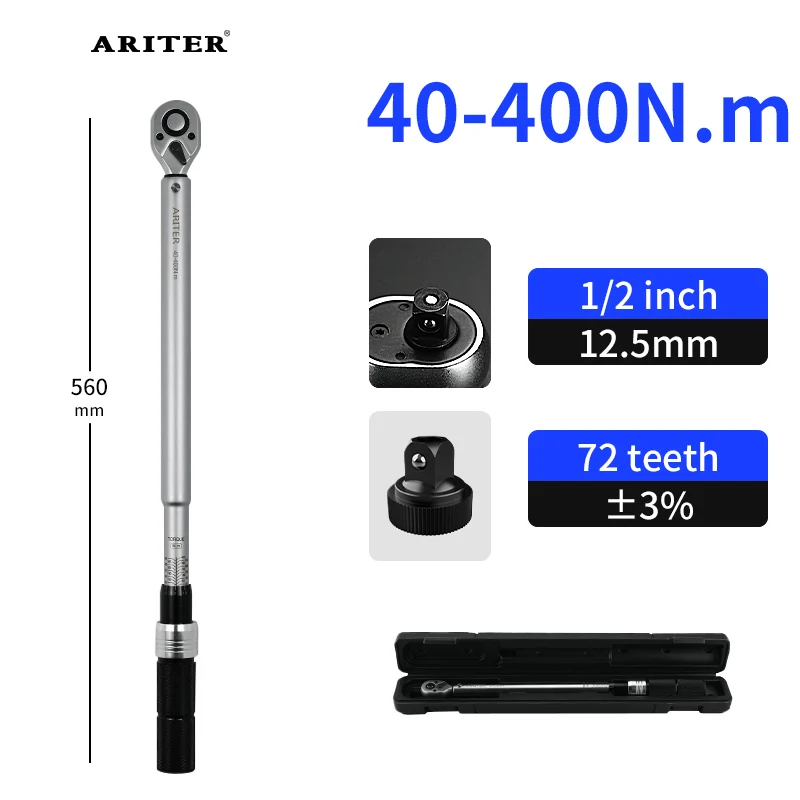 ARITER 40-400nm Einstellbare Drehmoment Wrench 1/2 Ratsche kopf Hohe Genauigkeit Festigkeit Große Mechanische Reparatur drehmomentschlüssel