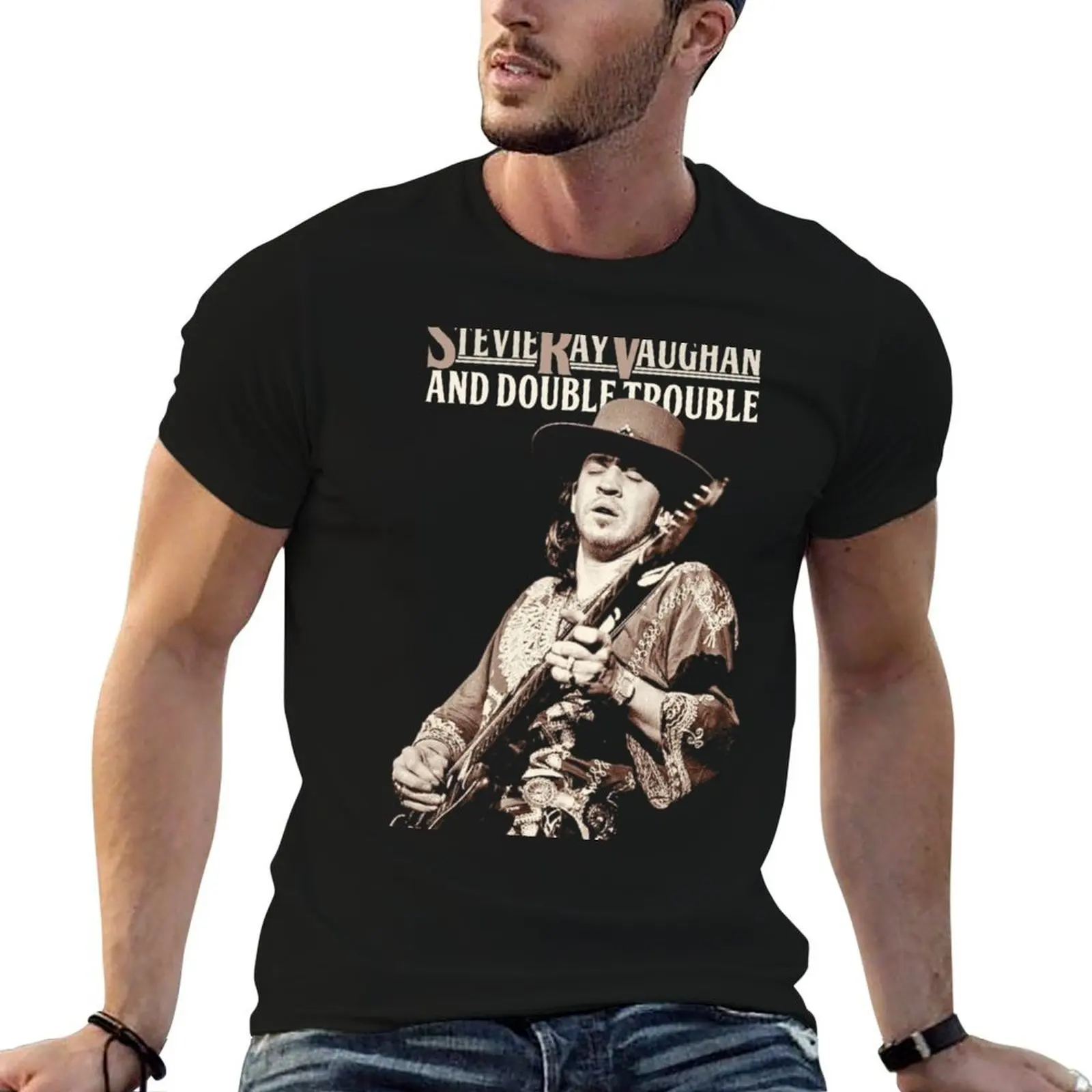

Guitarist Blues Man Vaughan 70s T-Shirt man t shirt cotton graphic t shirts for man T-Shirt