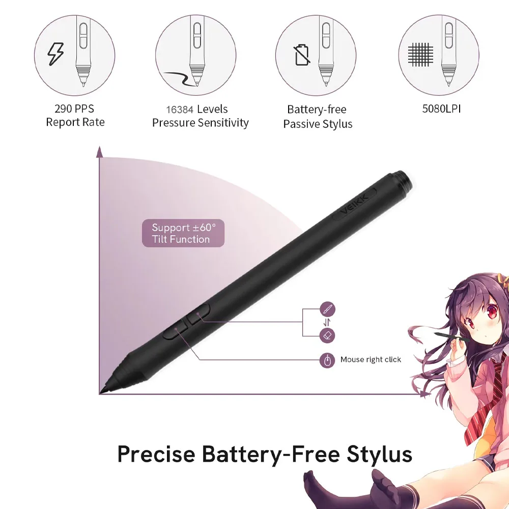 A15PRO Drawing Tablet 16384 Passive Pen 12 Hotkeys Red Dial Wheel 10×6 Inch OTG Graphic Pad Android Mac Windows Sketch Design