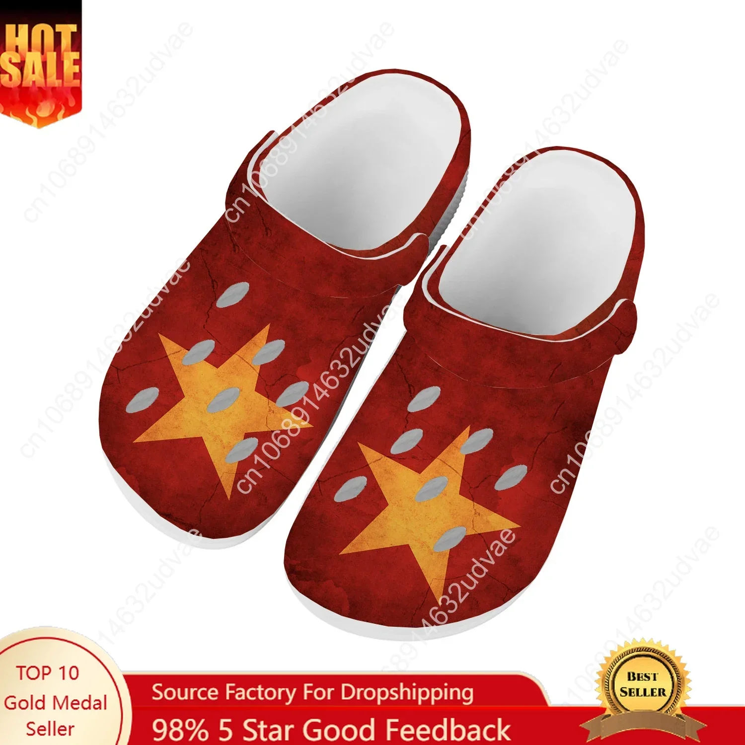

Vietnam National Flag Water Shoe Men Women Teenager High Quality Home Garden Clogs Custom Sandals Beach Breathable Hole Slippers