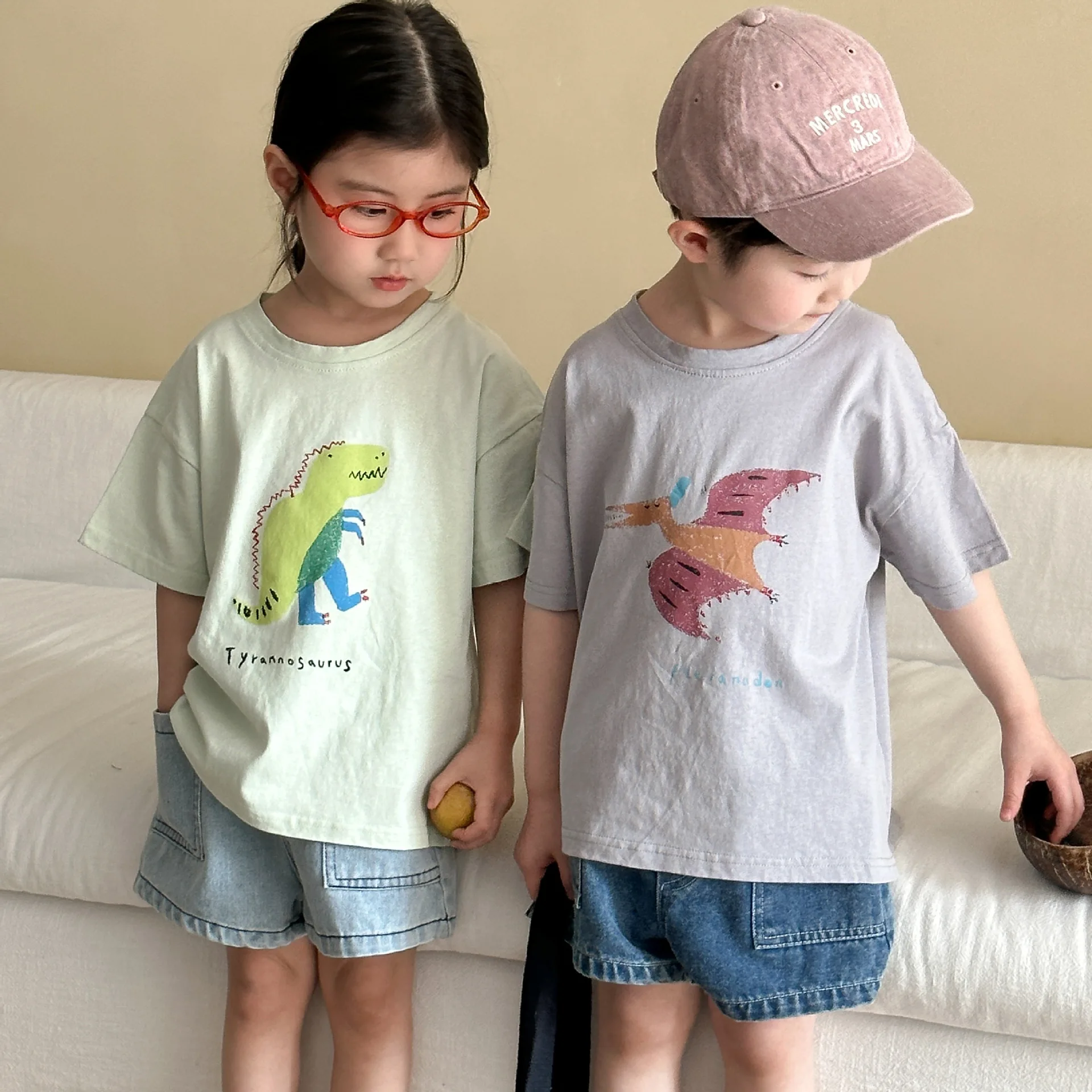 Cartoon Children's Short Sleeved T-shirts 2025 Summer Cotton Girls' Boys Tees Top Cute Kids Summer Clothes Loose T-shirt