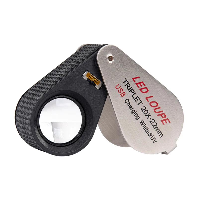 Imagem -02 - Lupa com Luz Dupla Branco uv Led Iluminado Lupa Jóias Diamante Pedra Preciosa Olho Vidro para Reparo 10x 20x 30x 40x