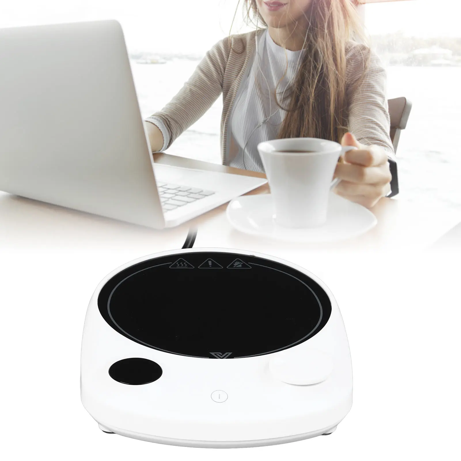 Electric Heating Cup Warmer Constant Temperature Auto Shut Off Milk Coffee Mug Heater White - Image 4
