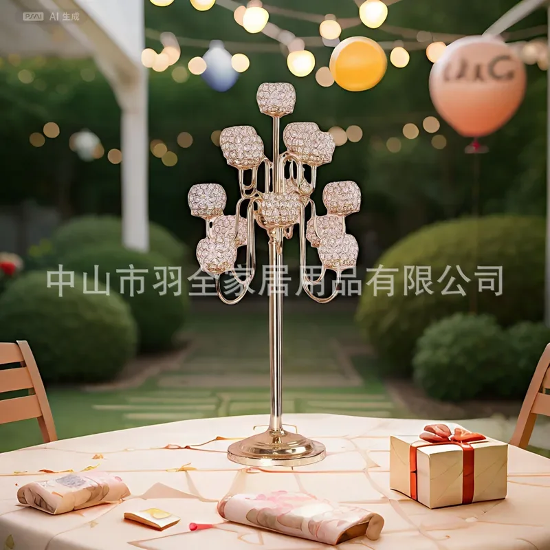 Luxury Crystal Candlestick Holder for Wedding Table Centerpiece European Style Floral Decoration Hotel Clubhouse Party Props