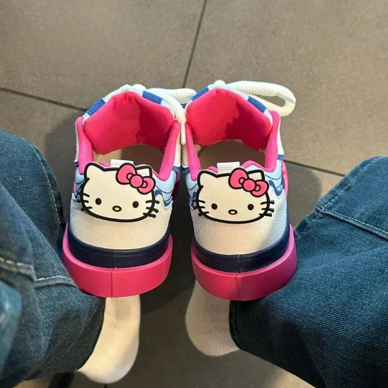 Dopamine white shoes women's niche canvas shoes new Hello Kitty cartoon print pattern shoes versatile original sneakers trend