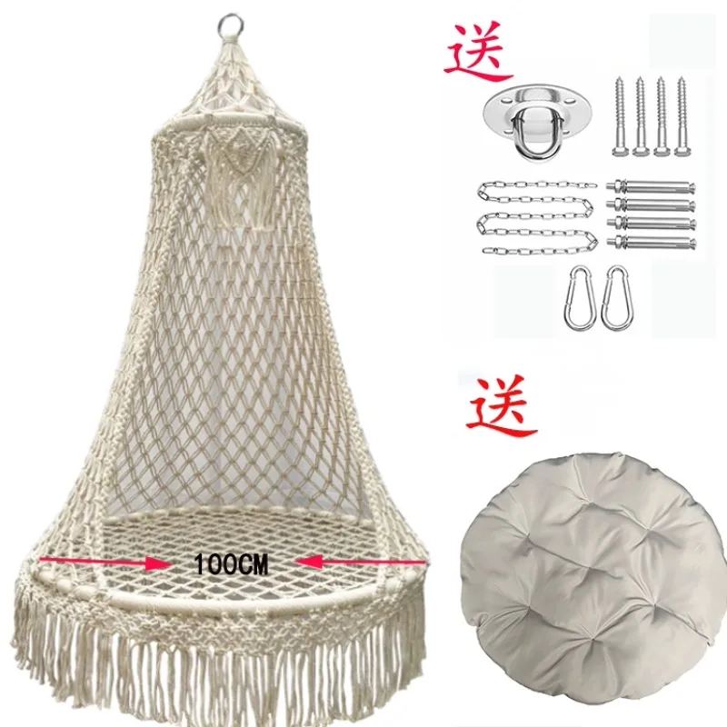 Handmade Interior Weaving Hanging Chair Hanging Basket Bohemian Balcony Swing Home Living Room Adult Hammock