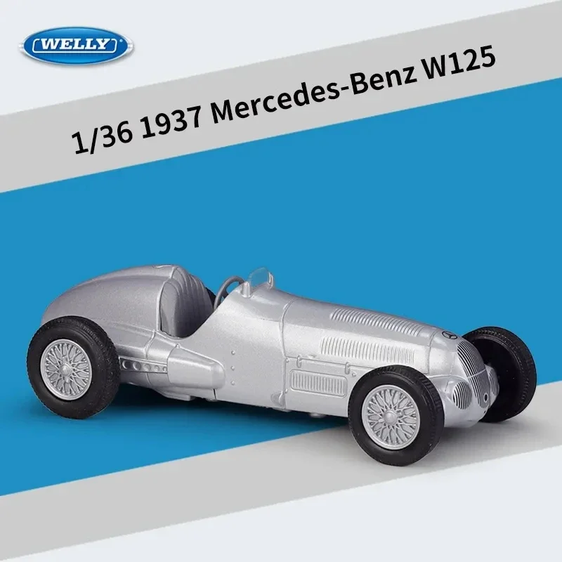 WELLY-Modèle de voiture en alliage moulé sous pression pour garçons, véhicules jouets, collection de simulation, cadeaux en métal, Mercedes-Benz W125, 1:36, 1937