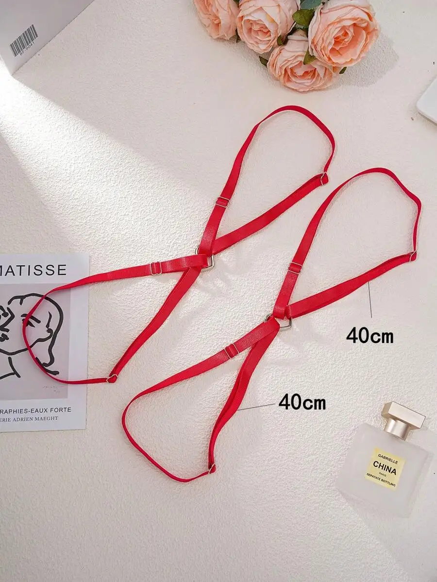 2 Stück modische süße Herz- und geometrische Doppelschicht zarte elegante weiße elastische sexy Strumpfgürtel, verstellbare Braut-Oberschenkel-C – Detail 2