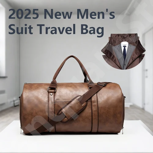 2025 nuevo bolso de traje Convertible de negocios de viaje de fin de semana impermeable de cuero de gran capacidad para hombre 2 en 1 bolso de equipaje de mano