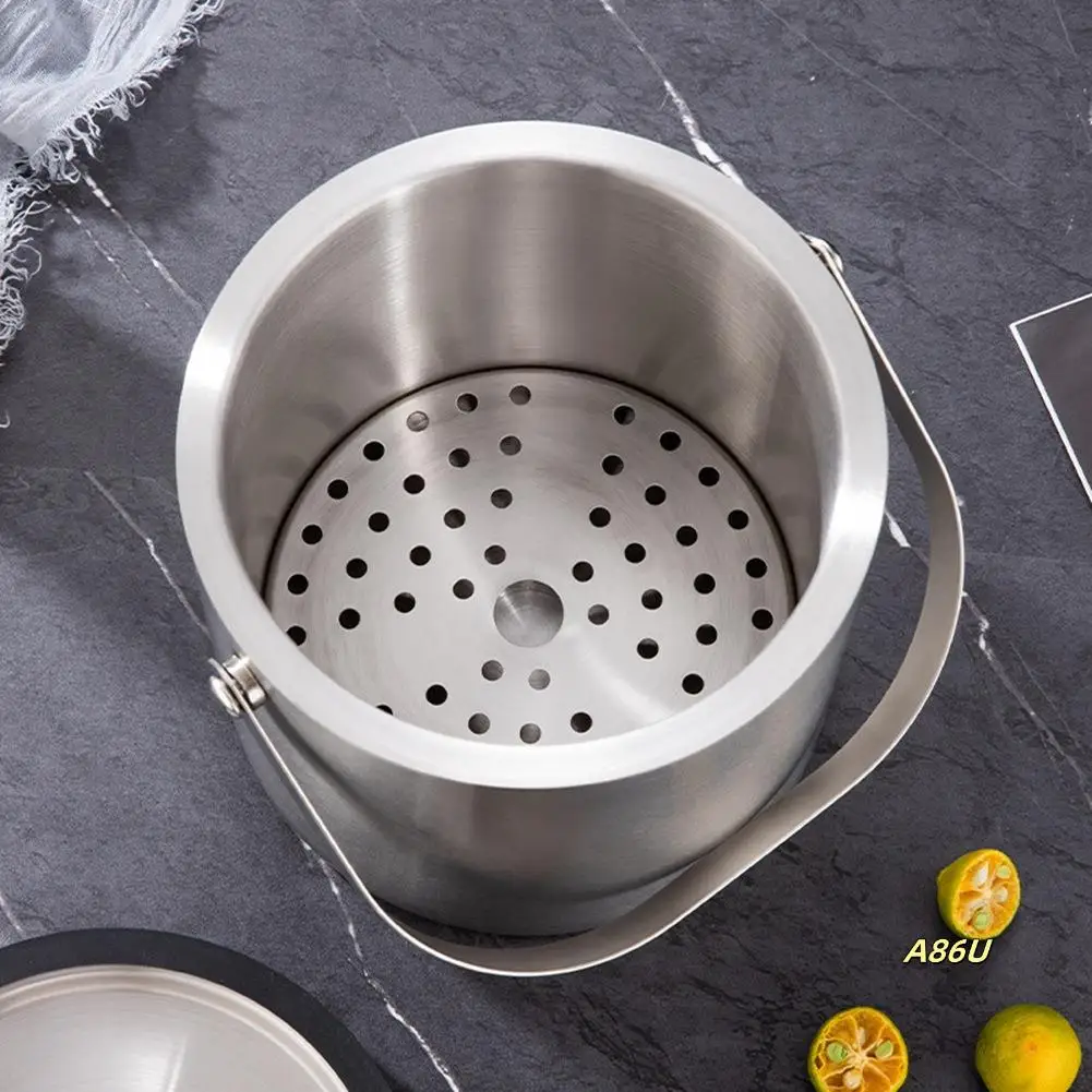 

3L-Double-Wall Vacuum Insulated Stainless Steel Ice Bucket With Silicone Sealing Ring, Includes Ice Tongs & Scoop