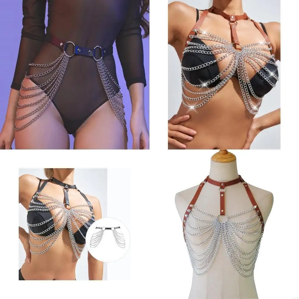 

Leather Tassels Body Chain Jewelry Versatile Accessory for Women's Party Dresses
