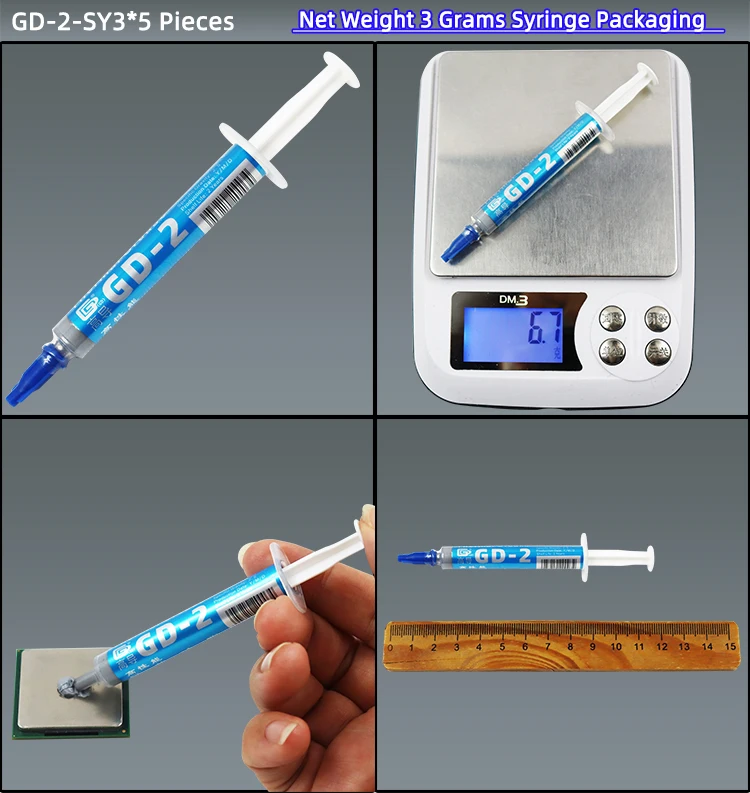 GD-2 Wärmeleitpaste Wärmeleitfett Nettogewicht 1/3/4/7/15/30 Gramm Graupaste Gips Kühlkörperverbindung für CPU GPU SY – Detail 6