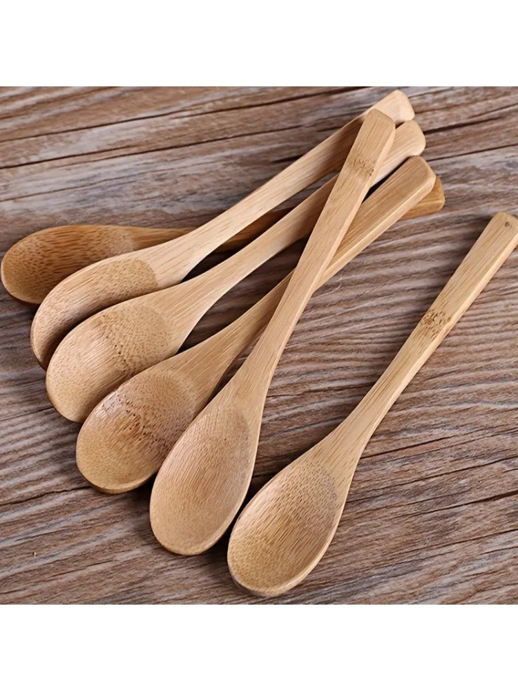 Ensemble de cuillères en bois à Long manche, ustensiles de cuisine durables pour café, miel, crème glacée et Desserts, Anti-brûlure, matériel 6 pièces