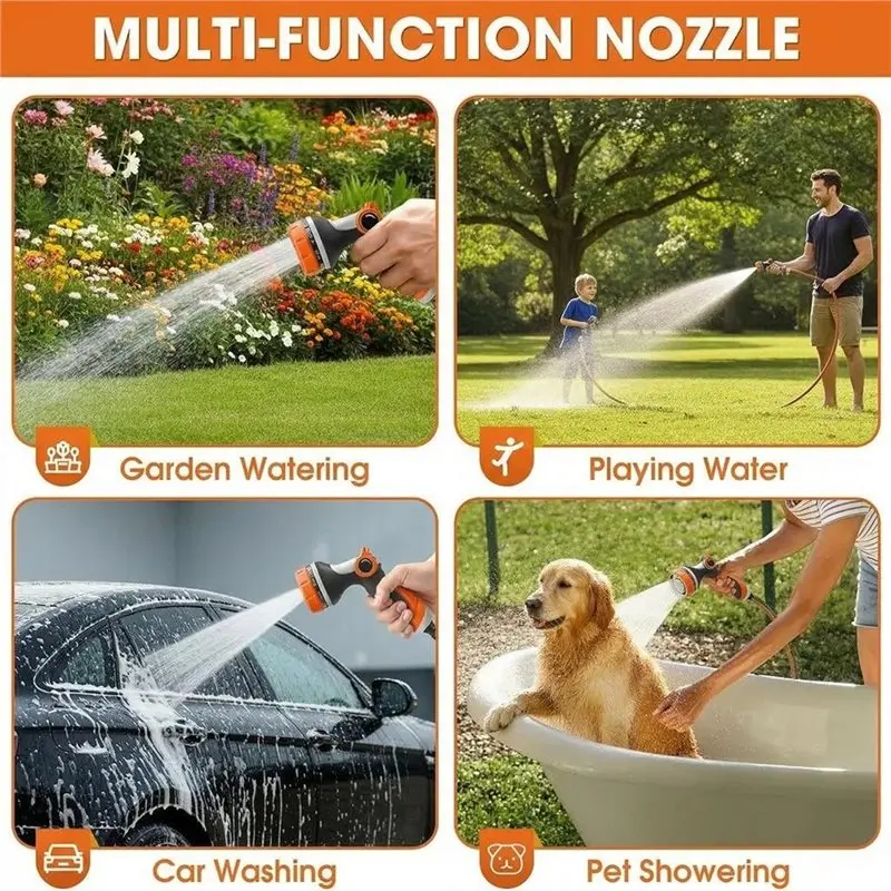 AT69 -Garden Hose Nozzle Thumb Control With 10 Patterns Water Hose