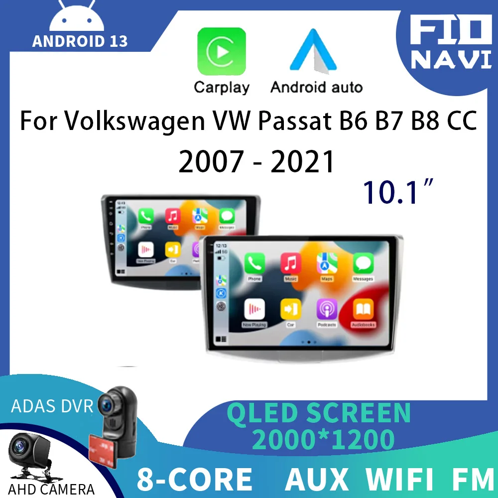 

Android 13 For Volkswagen VW Passat B6 B7 B8 CC 2007 - 2021 Car Radio Multimedia Video Player Carplay WIFI GPS Navigation QLED