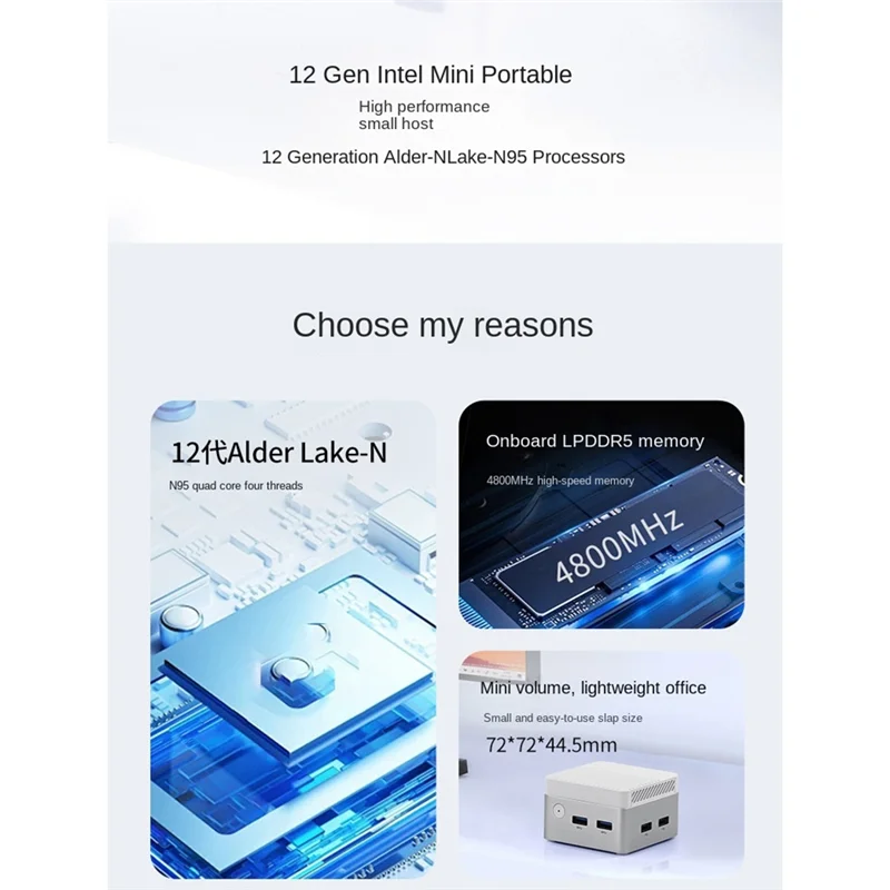 

Precisionn Pocket Mini PC DDR5 8GB SSD Windows 11 Desktop Gamer Computer WIFI5 BT4.2 US Plug