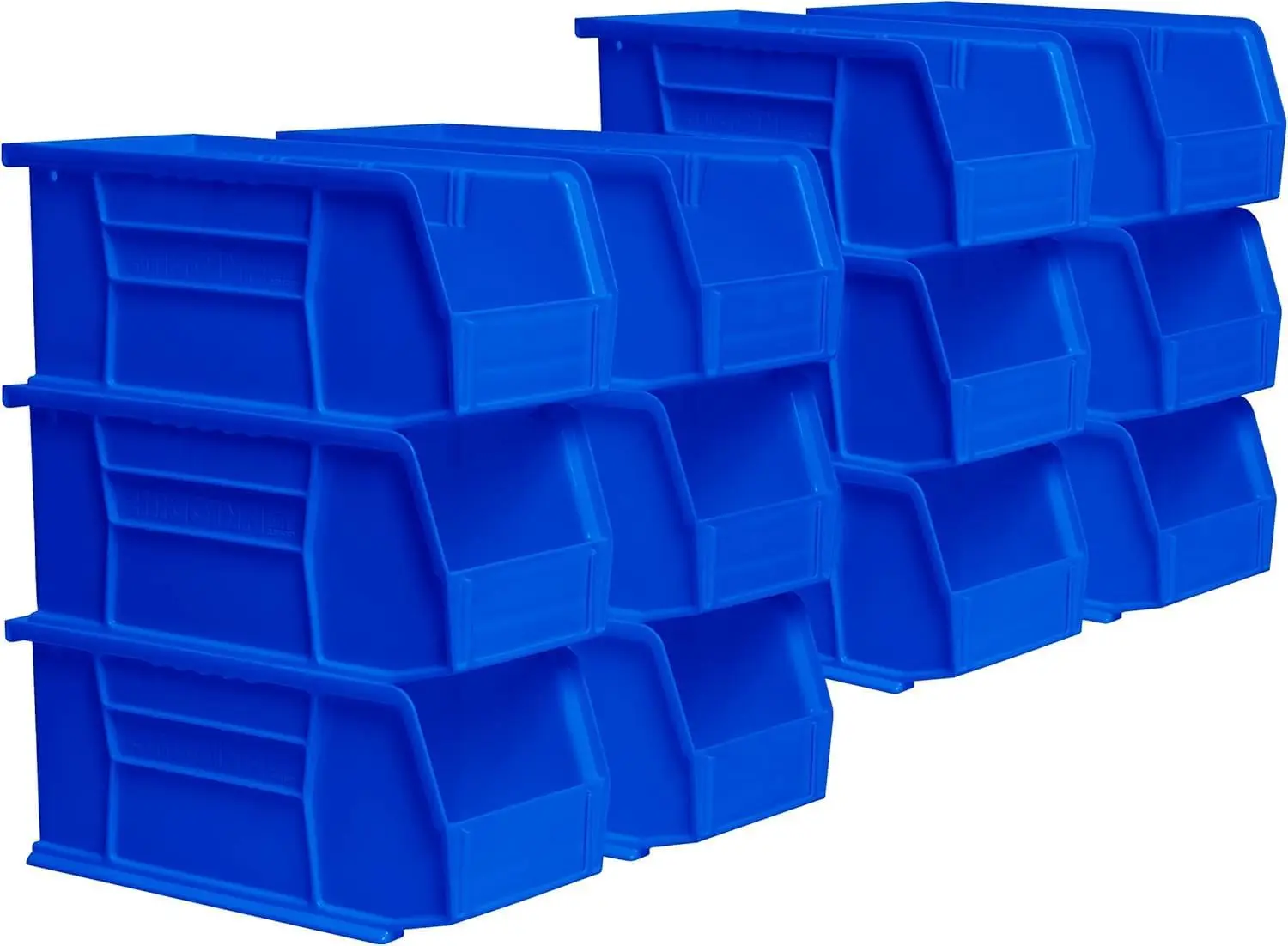 Stackable Plastic Storage Bins, 12-Pack Blue, Space-Saving for Garage Pantry Craft Organization